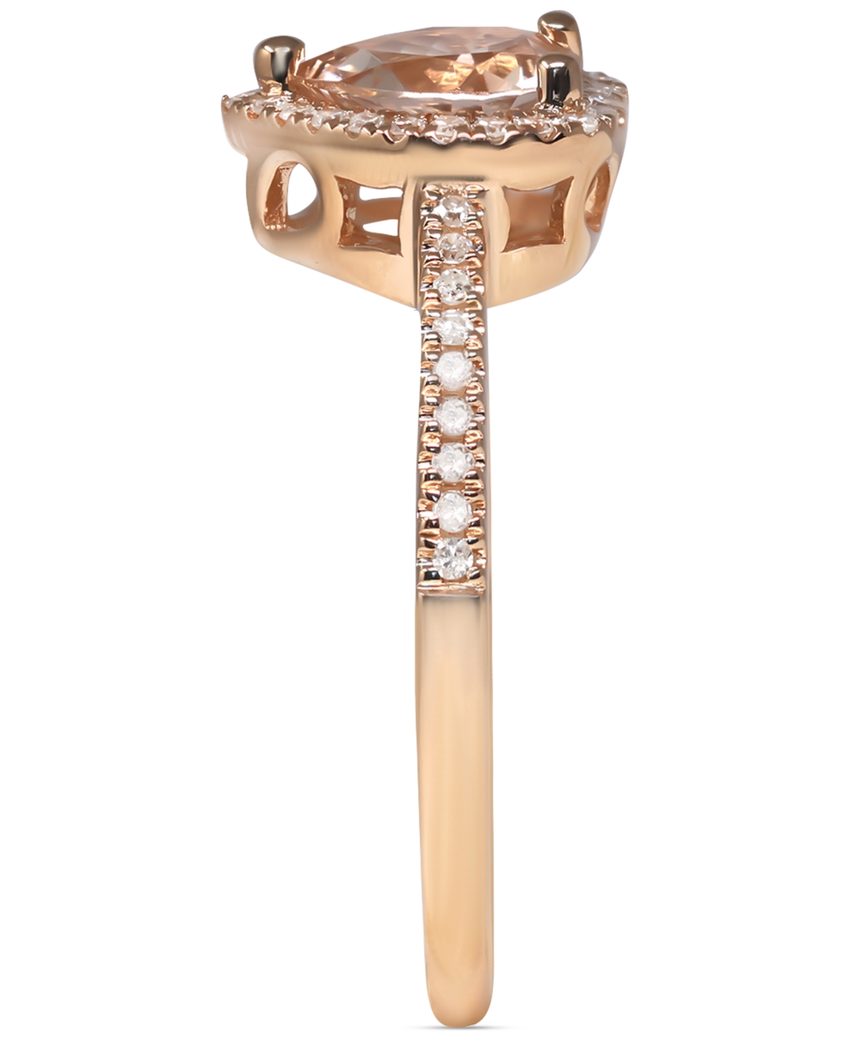 Macy's Morganite (1 Ct. T.w.) & Diamond (1/6 Ct. T.w.) Heart Halo Ring In 14k Rose Gold In Morganite