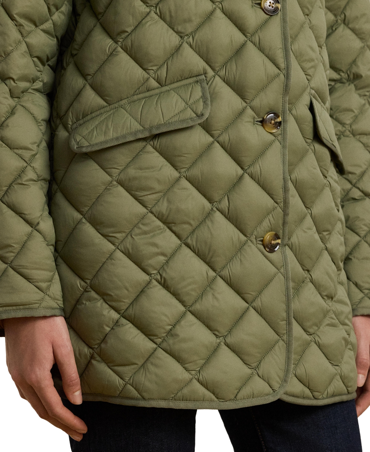 RALPH LAUREN WOMEN'S BUTTON-FRONT COLLARLESS COAT 