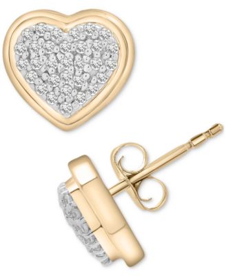 2-Pc. Set Diamond Heart Pendant Necklace & Earrings (1/3 ct. t.w.) in 14k Gold-Plated Sterling Silver, Exclusively at Macy's