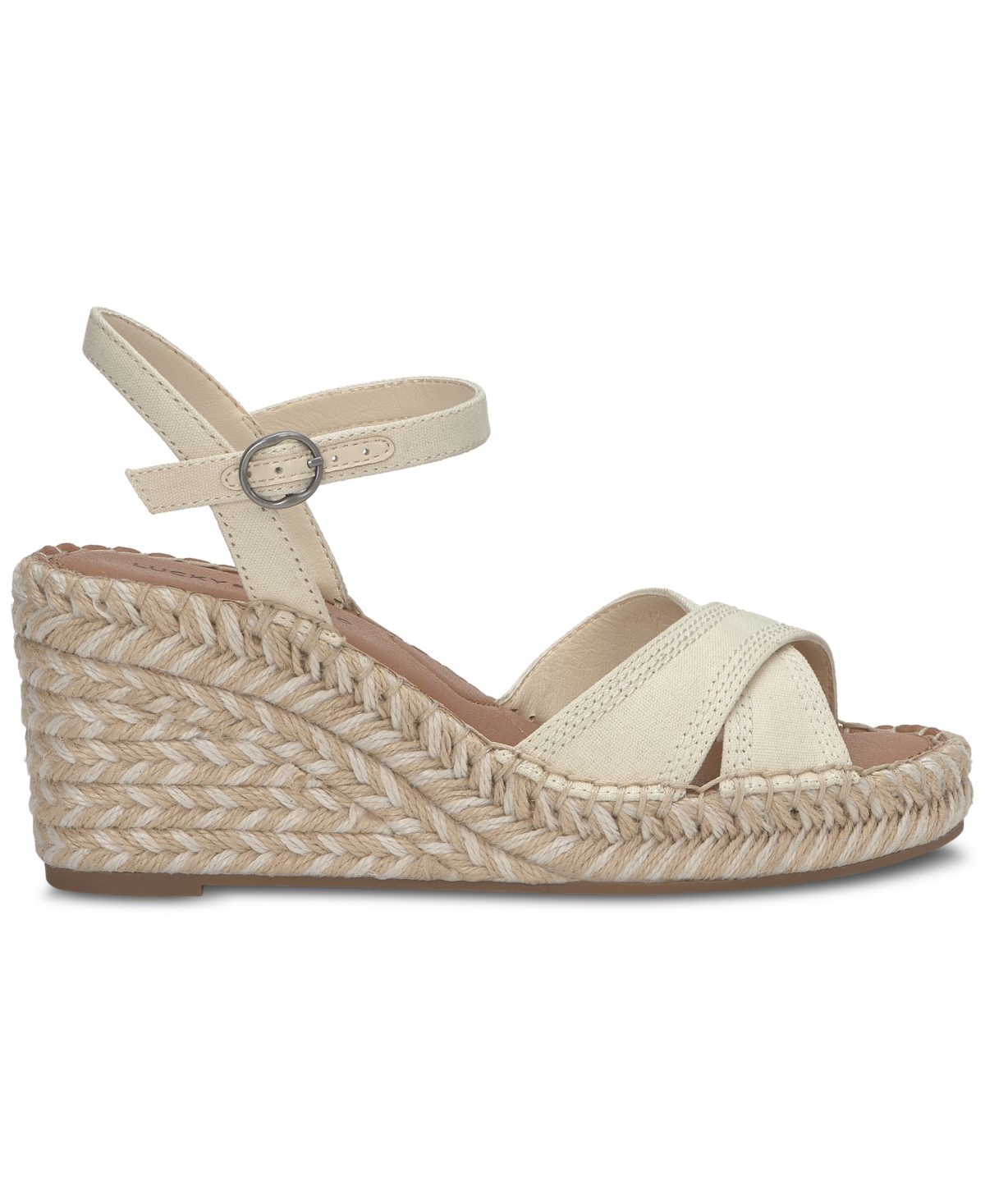 Lucky Brand Candyr Platform Wedge Sandal In Vanilla Light Canvas