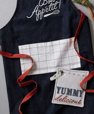 Bon Appetit Denim Embroidered Apron