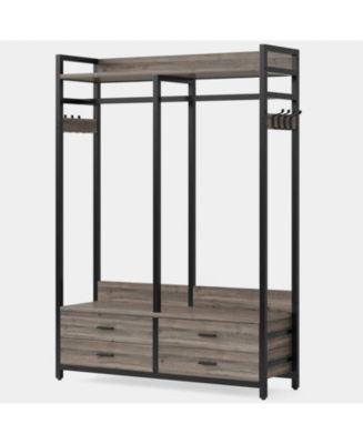 Slickblue Modern Garment Rack with Clothes Hanging Rod and 4 Storage ...