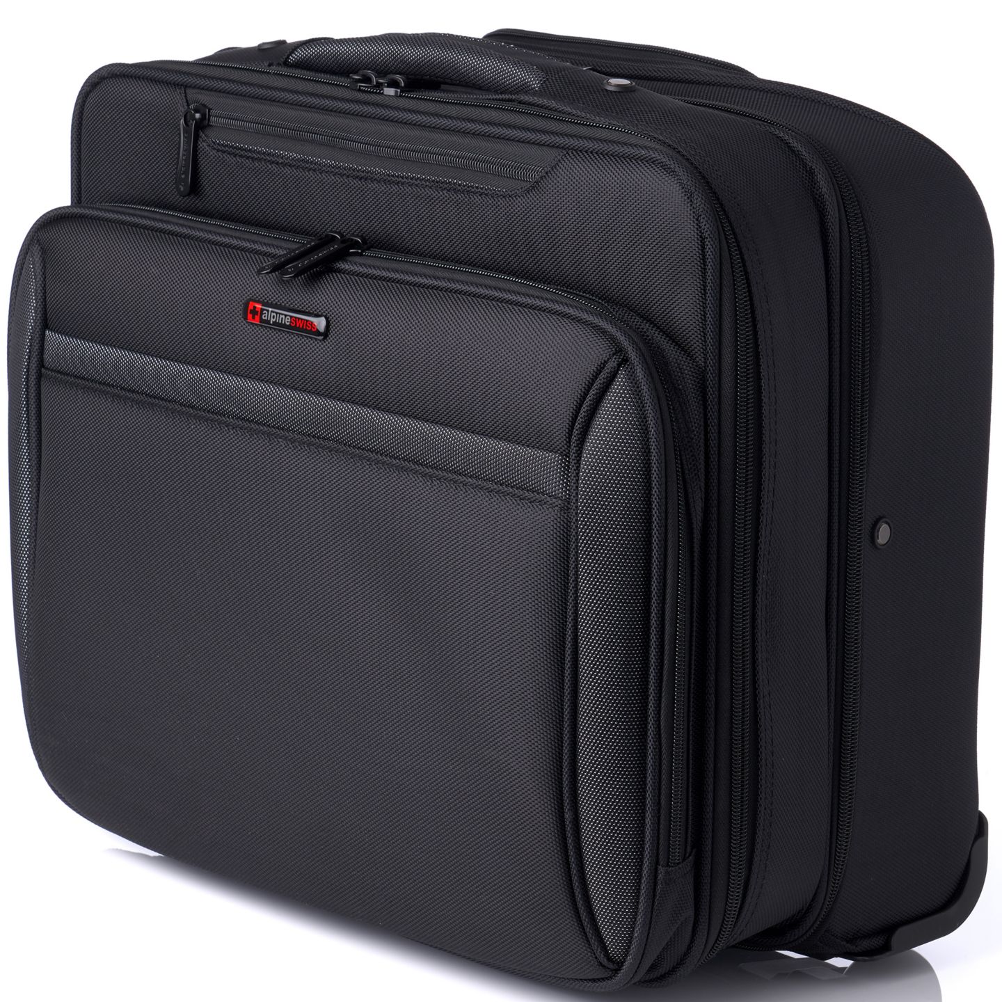 Женская сумка Alpine Swiss Rolling Briefcase Wheeled Overnight Carry on Bag up to 15.6” Laptop, цвет: Чёрный — фото 9