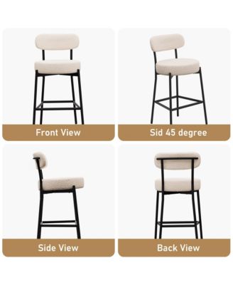 Bar Stools Set of 3, 27 Inches Counter Height Kitchen Bar Stools with Back, Modern Metal Tall Bar Stools for Kitchen Island
