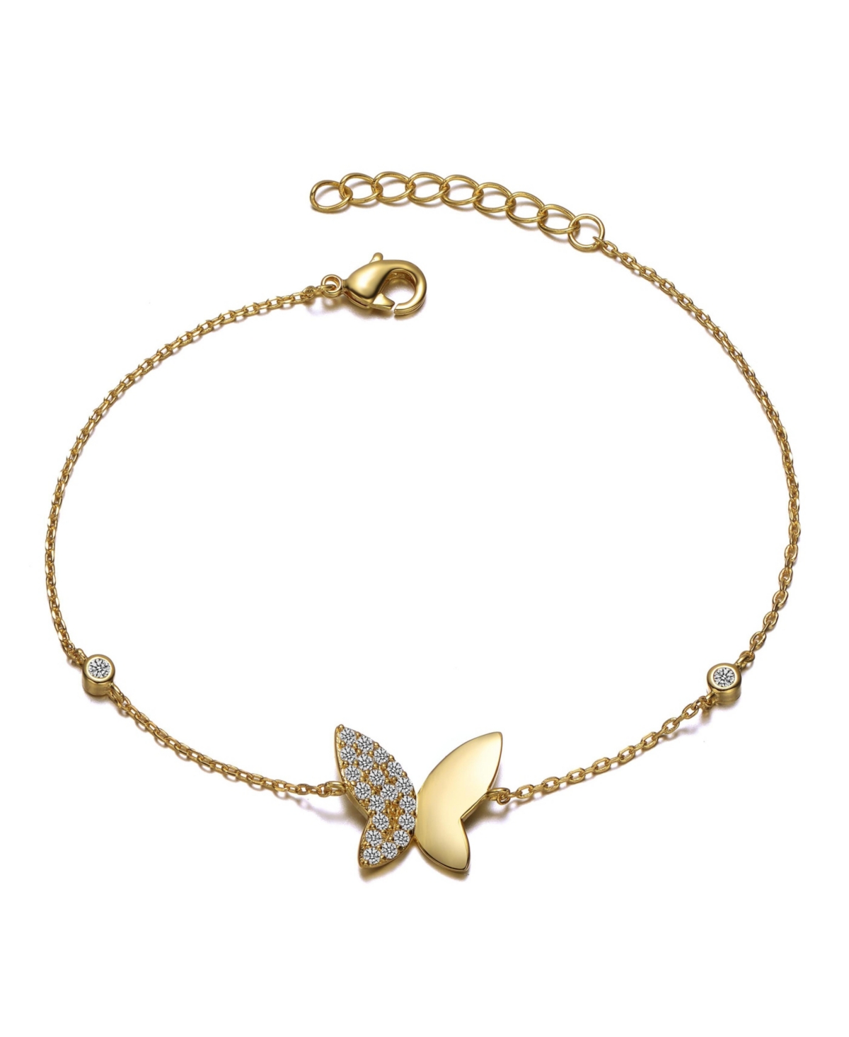 Stunning Teens 14k Gold Plated Cubic Zirconia Butterfly Bracelet - Gold