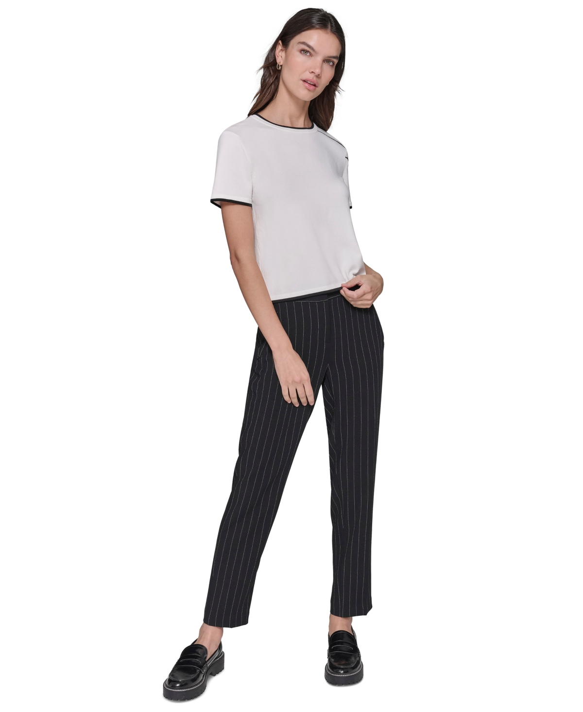 KARL LAGERFELD WOMEN'S SCRIPT-LOGO SHORT-SLEEVE SWEATER 