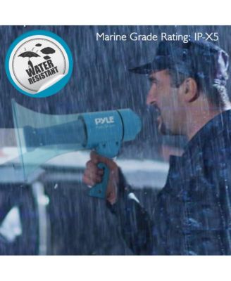 Waterproof Megaphone with LED Lights, 40W Power, Rechargeable Battery, Siren Function, Weatherproof, Ideal for Crowd Control, Blue