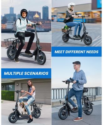 C1/C1 Pro Electric Scooter with Seat, 450W Powerful Motor up to 20/25 Miles Range, Foldable Electric Scooter for Adults Max Speed 15.5/18.6 Mph, Electric Scooter for Commuting with Basket
