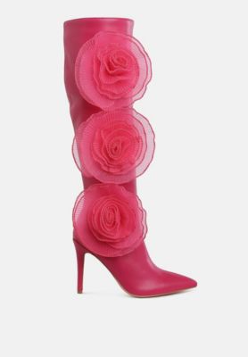 Womens Chinkara Sheer Big Rose Detail Long Boots