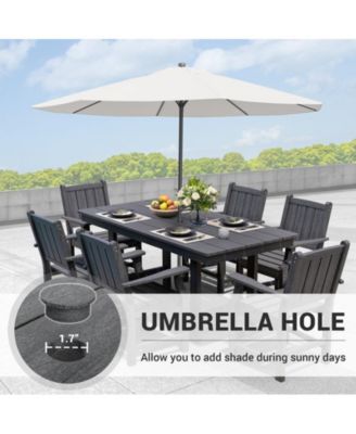 Gray 5/7-Piece HDPE Plastic Patio Outdoor Dining Set with Arm Chairs