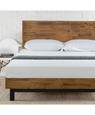 Modern Solid Wood Platform Bed – Adjustable Headboard and Sturdy Slat Support, No Box Spring Required