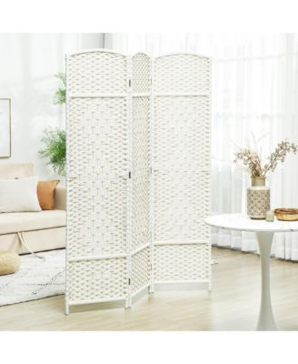 6 Panel Room Divider Hand-Woven Freesding Partition,