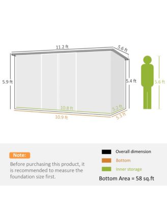 11.2' x 5.6' Metal Outdoor Storage Shed w/ Lock, Colde