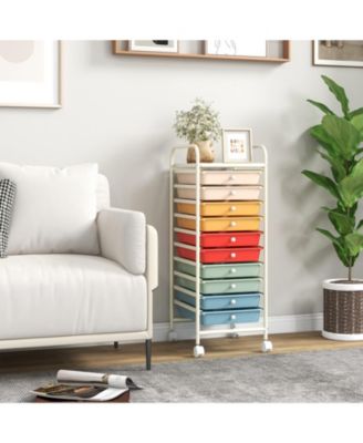10 Drawer Rolling Storage Cart Organizer with 4 Universal Casters