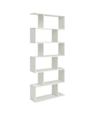 6 Tier S-Shaped Bookshelf Storage Display Bookcase Decor Z-Shelf