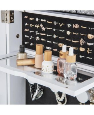 Lockable 360° Swivel Jewelry Cabinet with Full-Length Mirror LED Lights