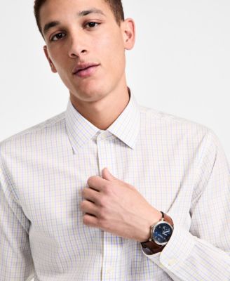 Men's Regular-Fit Non-Iron Spread Collar Tattersall Broadcloth Dress Shirt