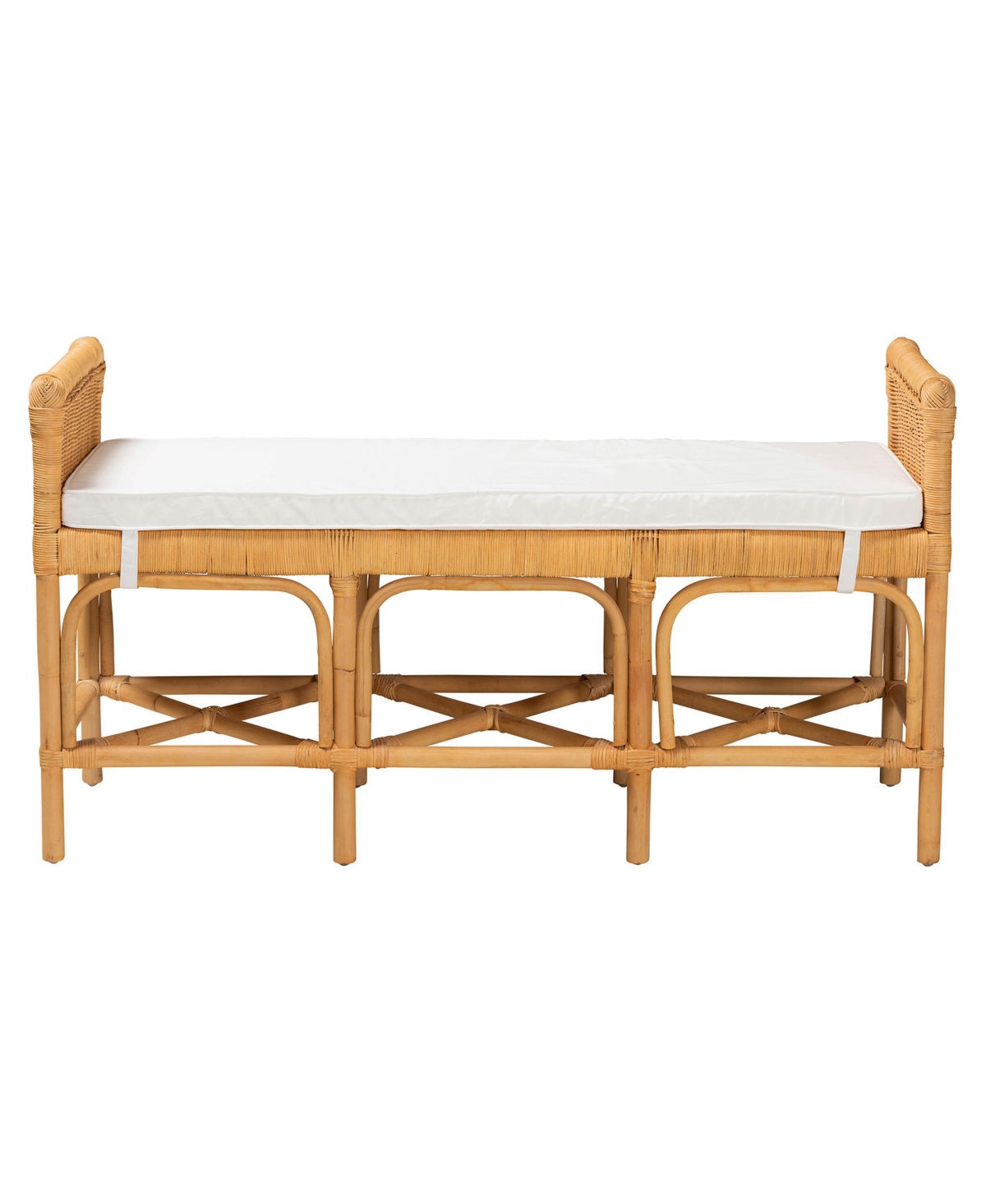 bali & pari Nairi Modern Bohemian NaturalRattan Bench - Brown