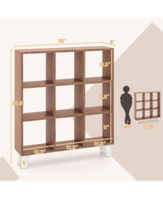 9-Cube Bookcase with 6 Removable Shelves and Raised Support Feet