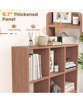 9-Cube Bookcase with 6 Removable Shelves and Raised Support Feet