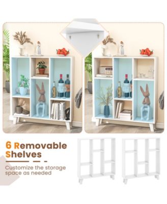 9-Cube Bookcase with 6 Removable Shelves and Raised Support Feet