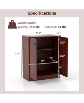 2-Door Modern Floor Storage Cabinet with 3-Tier Shelf