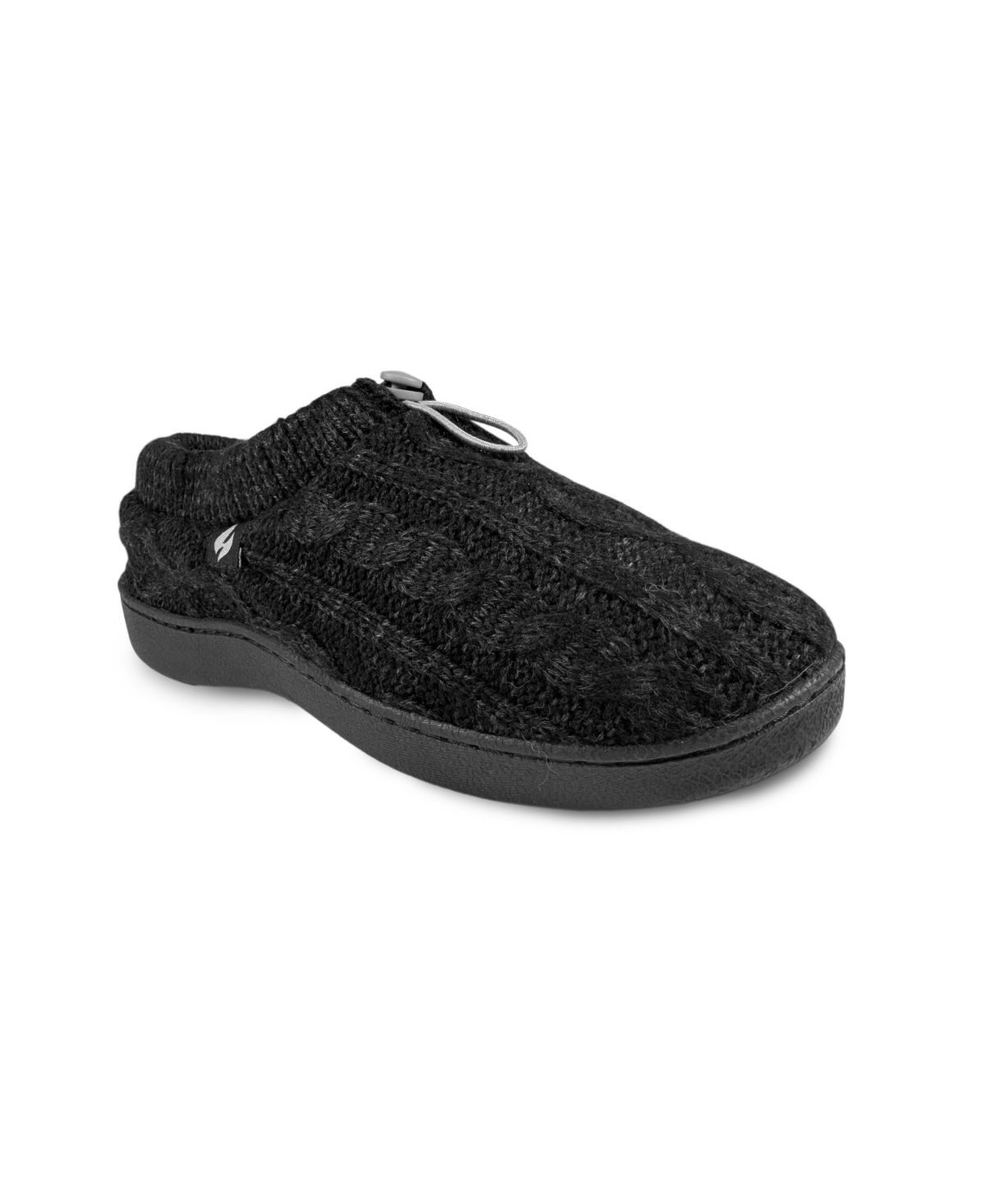 Heat Holders Women's Ava Cable Knit Drawstring Slippers In Black