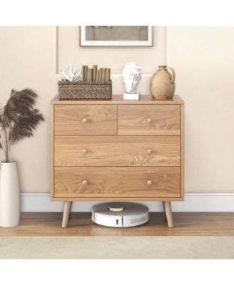 4-Drawer Dresser Cabinet Storage Organizer Rubber Leg with Rail