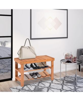 3 Tier Bamboo Bench Storage Shoe Shelf