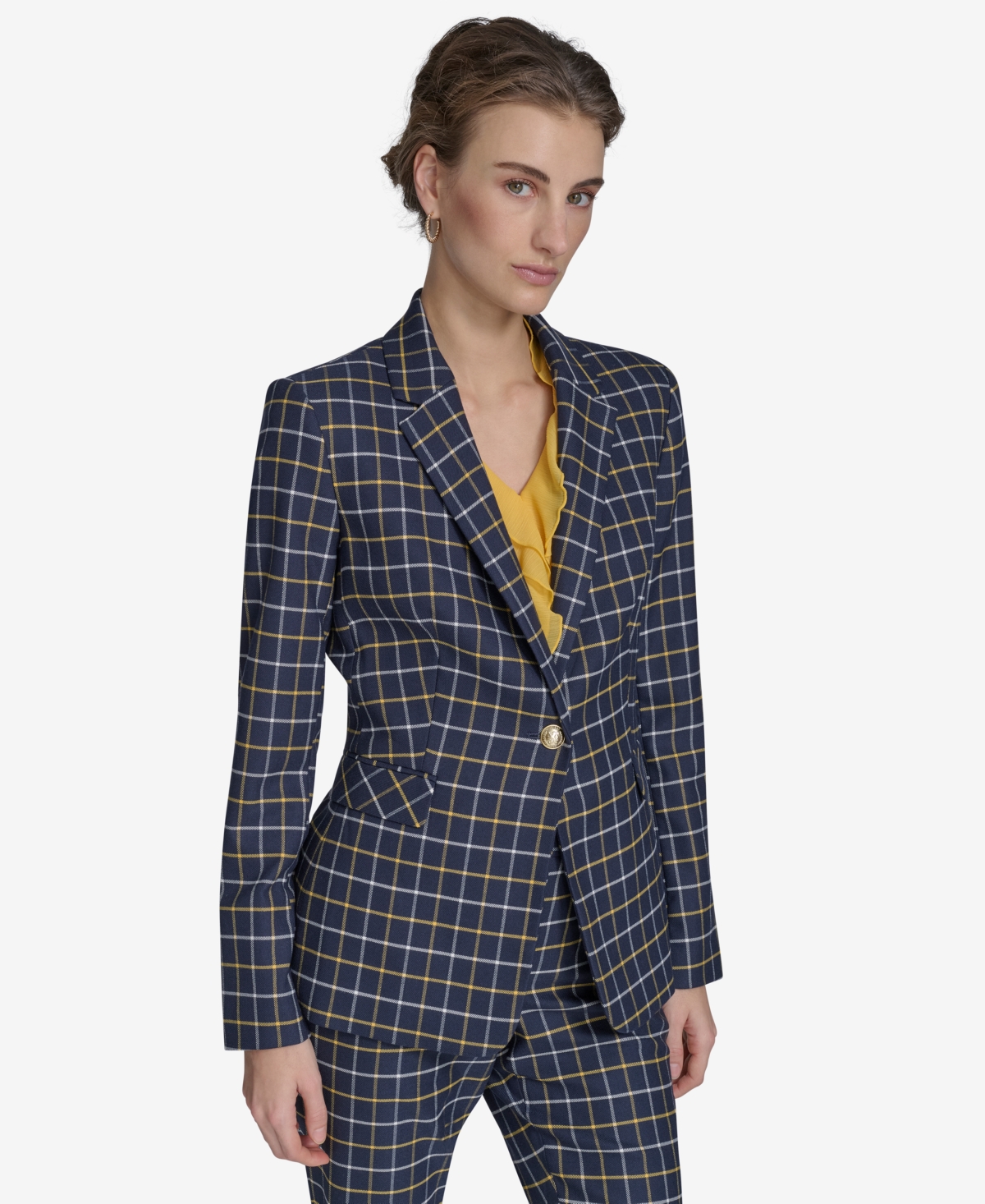 Tommy Hilfiger Women's Slim Fit Checked Blazer In Midnight Multi