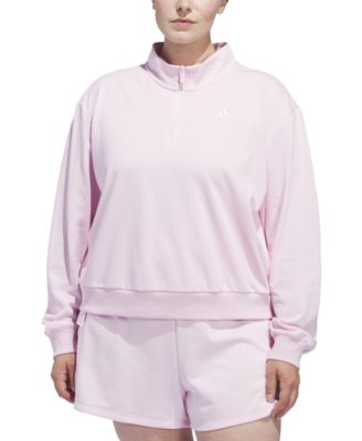 adidas - Plus Size Inclusive Small Logo French Terry Quarter Zip Top