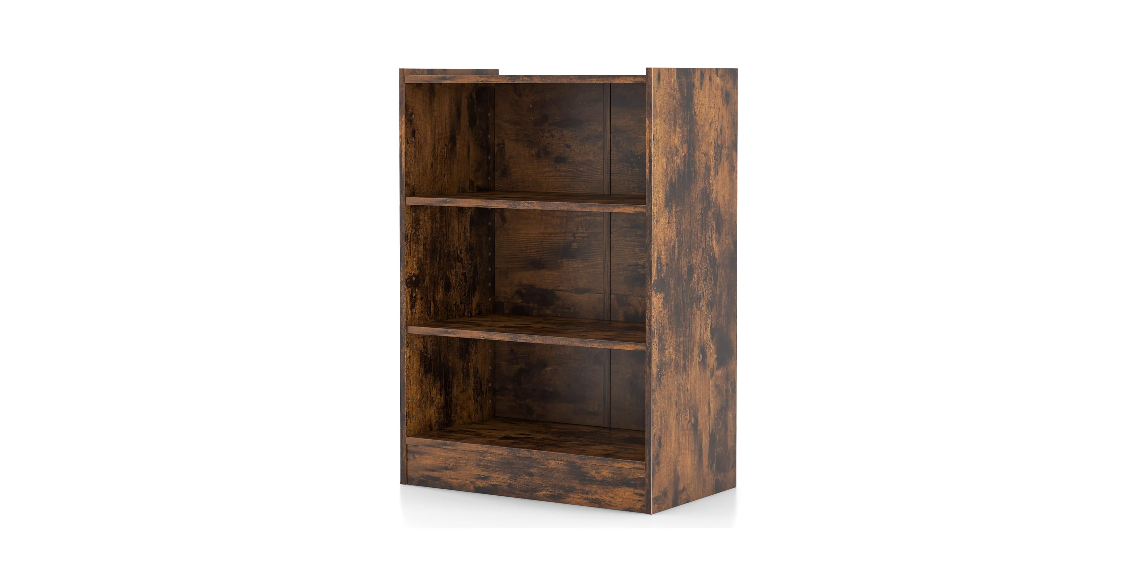 Gouun 3-Tier Bookcase Open Display Rack Cabinet with Adjustable Shelves