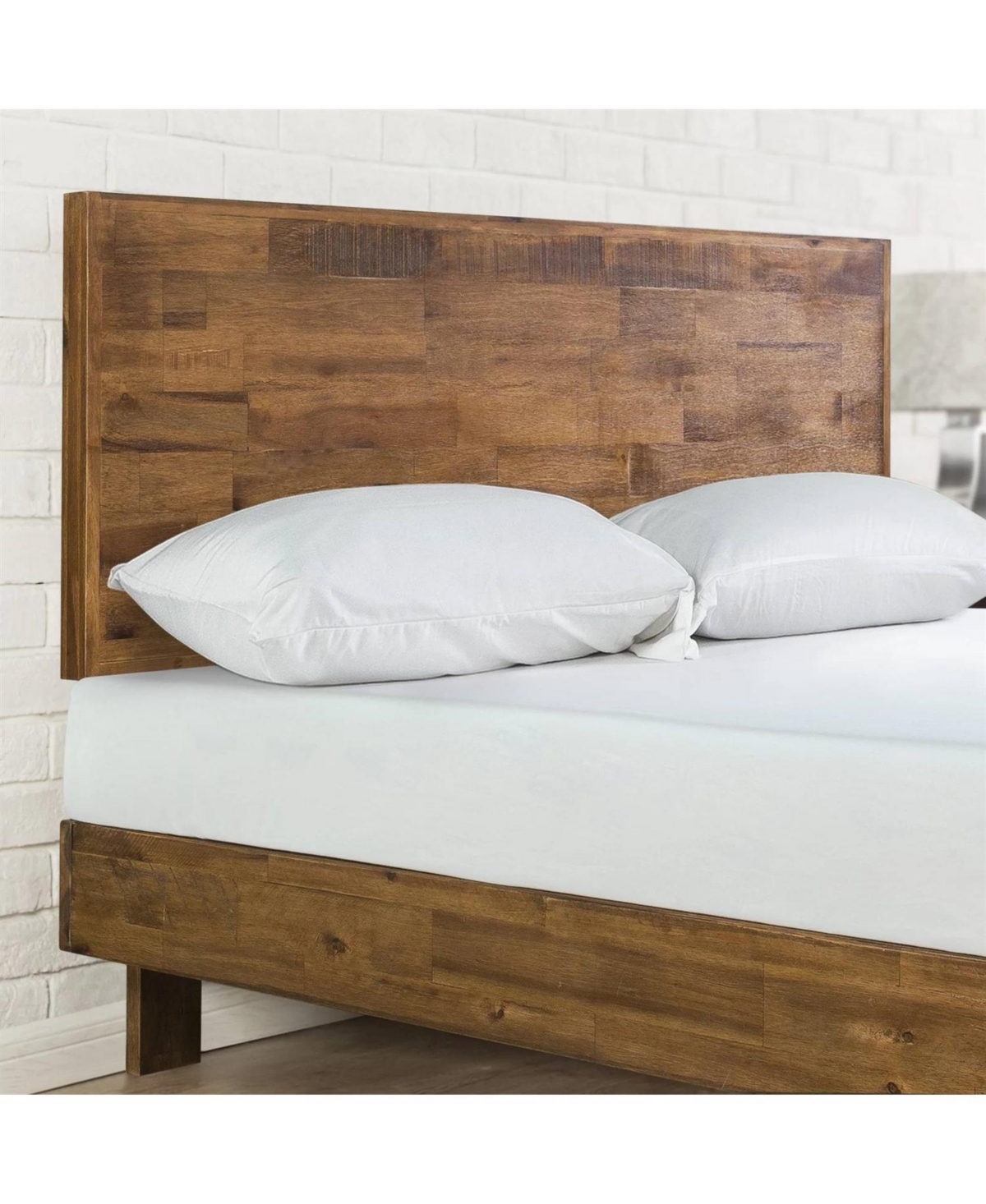 Slickblue Solid Wood Modern Platform Bed Frame with Adjustable Height Headboard