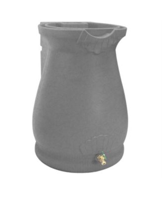 Granite 65-Gallon Plastic Urn Rain Barrel with Planter Top for Water Conservation and Garden Use