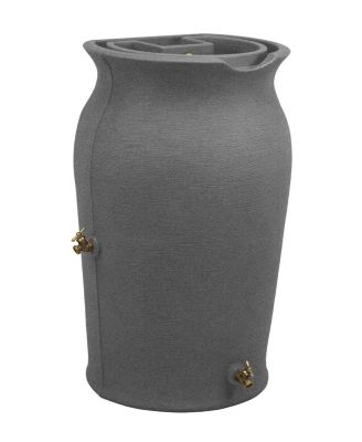 50-Gallon Plastic Urn Rain Barrel with Planter Top for Garden Watering and Conservation