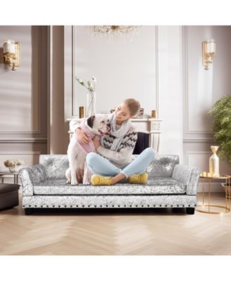 Dog Sofa Lounge Bed Dutch Velvet Upholstered Pet Couch Bed Removable Cushion