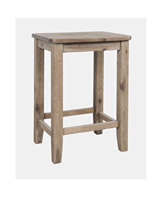 Eastern Tides Coastal Wire-Brushed Acacia Backless Counter Barstool (Set of 2)