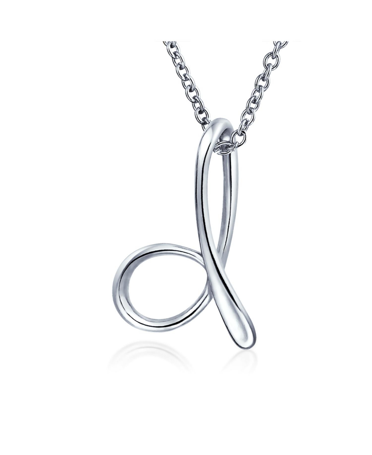 Abc Script Letter Alphabet Initial Pendant Necklace .925 Sterling Silver 18 Inch - Silver c