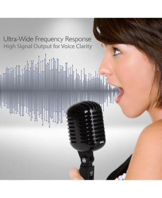 Classic Retro Dynamic Vocal Microphone, Vintage Style with 16' XLR Cable (Black)