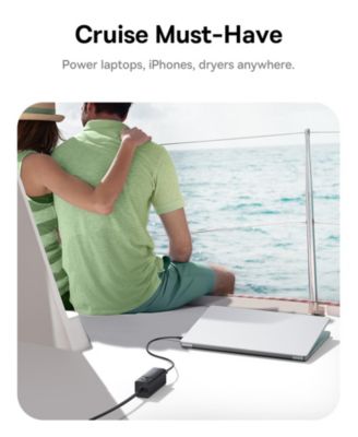 PowerCombo Mini Power Strip 5 in 1 Charging Station 67W USB C Fast Charger,5ft Flat Extension Cord with 2 AC Outlets