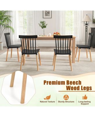 Set of 4 Windsor Dining Chairs Dining Chairs w/ Spindle Backs & Curved Seats