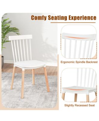 Set of 4 Windsor Dining Chairs Dining Chairs w/ Spindle Backs & Curved Seats