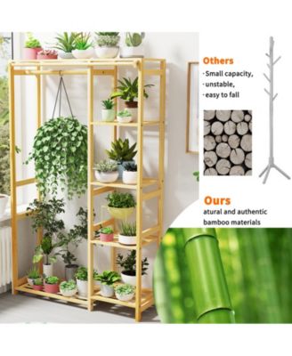 Wooden Garment Rack: Coat Stand with Shelves Cabinet Clothes Storage