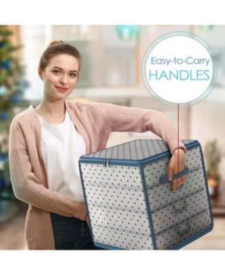 Christmas Ornament Storage Box With 4 Inner Tray Dividers - Plastic Ornament Storage Container For 64 Holiday Ornaments or Decorations