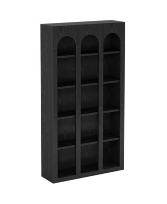 5-Tier Farmhouse Tall Bookshelf Set of 2, 70.87-Inch Rustic Wood Bookcase with Open Shelves, Vintage Display Storage Shelving Unit