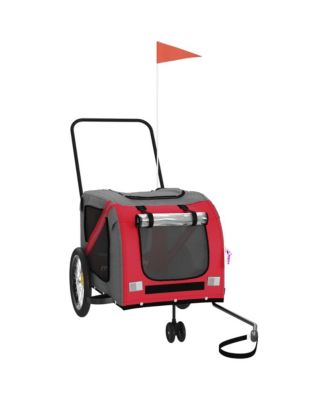 Pet Bike Trailer Red and Gray Oxford Fabric and Iron