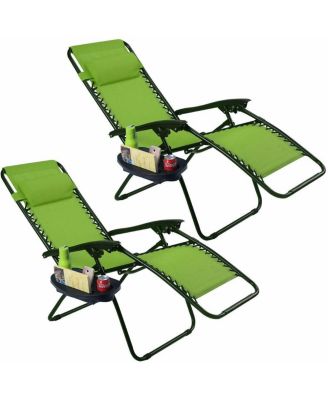 Set of 2 Folding Outdoor Zero Gravity Lounge Chair Recliner