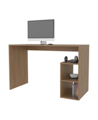 Sanders Computer Desk in Melamine with Open Storage, Natural Oak