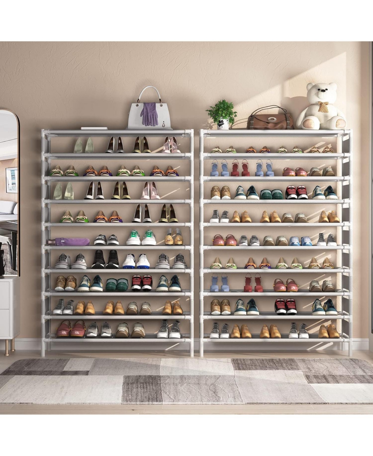 Tribesigns 10-Tier Shoe Rack, Shoe Storage Organizer, Capacity Shoe Rack for 50 Pairs, Shoe Shelf, Perfect for Closet, Entryway, and