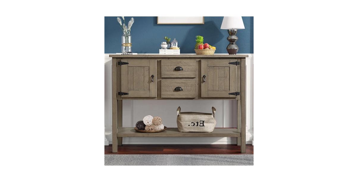 Slickblue Solid Wood Farmhouse Console Table Buffet Cabinet with Storage Drawers
